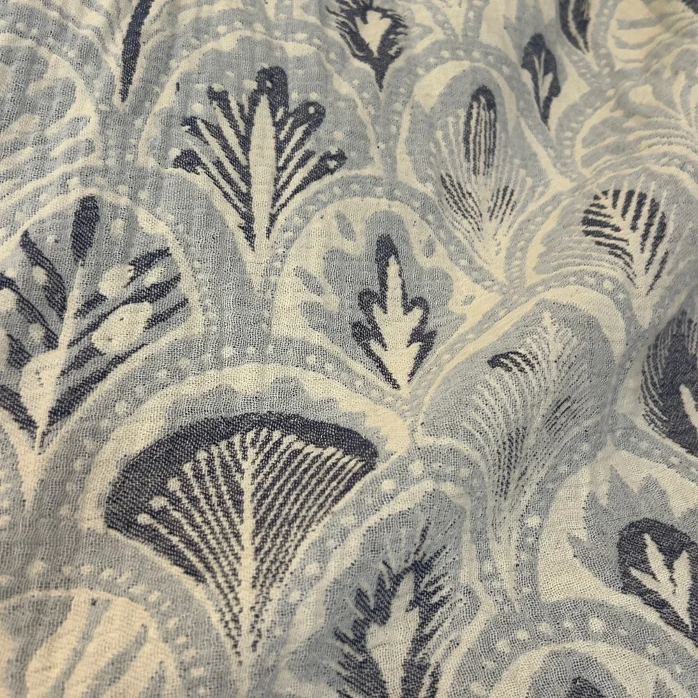 DECO SUCCULENTS in Blues Loom Weave Organic Cotton Set of 4  Curtains Tapestries
